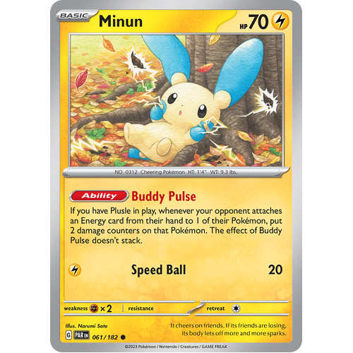 Minun  061/182 Common Scarlet & Violet Paradox Rift Pokemon Card