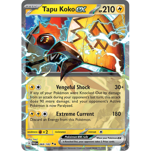 Tapu Koko ex 068/182 Double Rare Scarlet & Violet Paradox Rift Pokemon Card