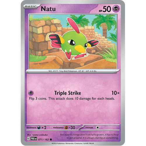 Natu 071/182 Common Scarlet & Violet Paradox Rift Pokemon Card