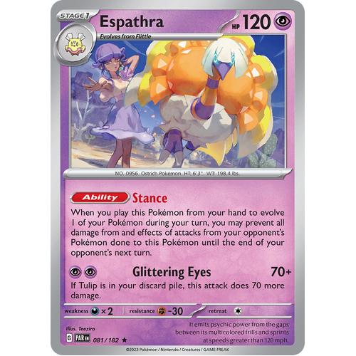 Espathra 081/182 Rare Scarlet & Violet Paradox Rift Pokemon Card