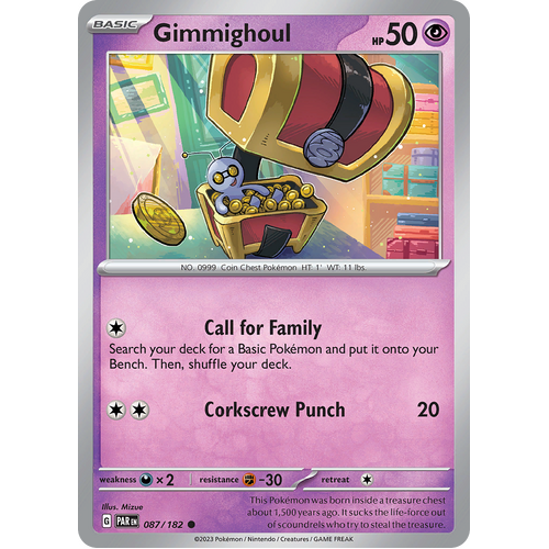 Gimmighoul 087/182 Common Scarlet & Violet Paradox Rift Pokemon Card