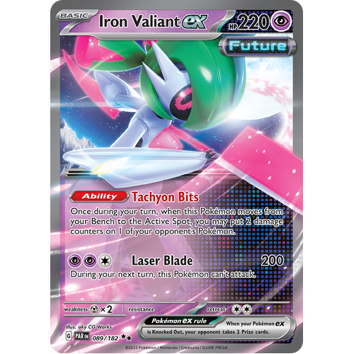 Iron Valiant ex 089/182 Double Rare Scarlet & Violet Paradox Rift Pokemon Card