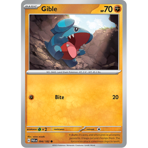 Gible 094/182 Common Scarlet & Violet Paradox Rift Pokemon Card