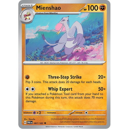 Mienshao 097/182 Uncommon Scarlet & Violet Paradox Rift Pokemon Card