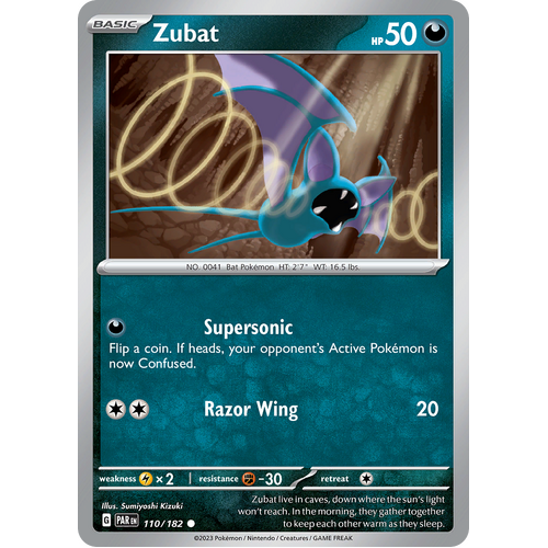 Zubat 110/182 Common Scarlet & Violet Paradox Rift Pokemon Card