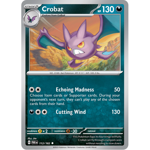 Crobat 112/182 Uncommon Scarlet & Violet Paradox Rift Pokemon Card