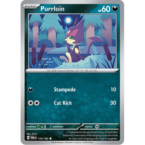 Purrloin 114/182 Common Scarlet & Violet Paradox Rift Pokemon Card