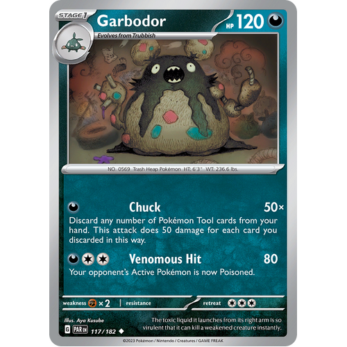 Garbodor 117/182 Uncommon Scarlet & Violet Paradox Rift Pokemon Card
