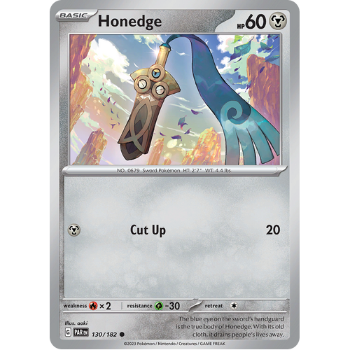 Honedge 130/182 Common Scarlet & Violet Paradox Rift Pokemon Card