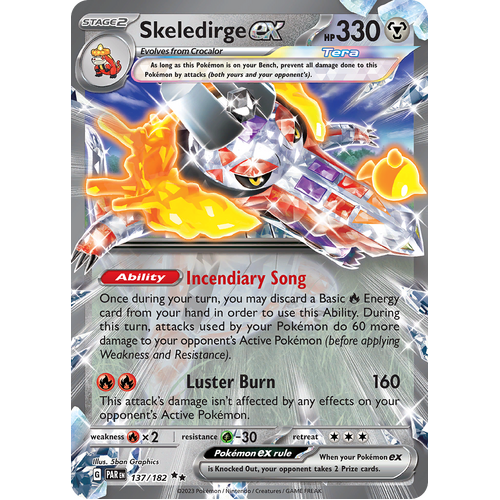 Skeledirge ex 137/182 Double Rare Scarlet & Violet Paradox Rift Pokemon Card