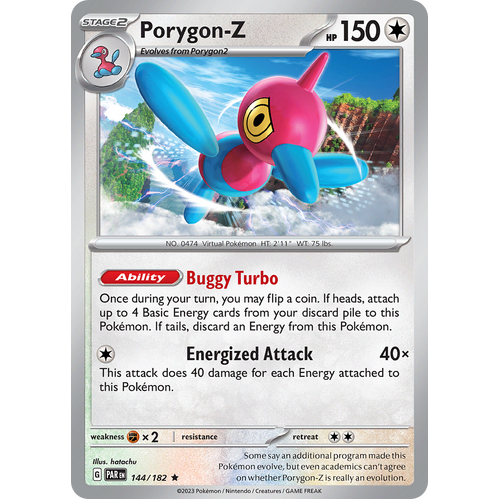 Porygon-Z 144/182 Rare Scarlet & Violet Paradox Rift Pokemon Card