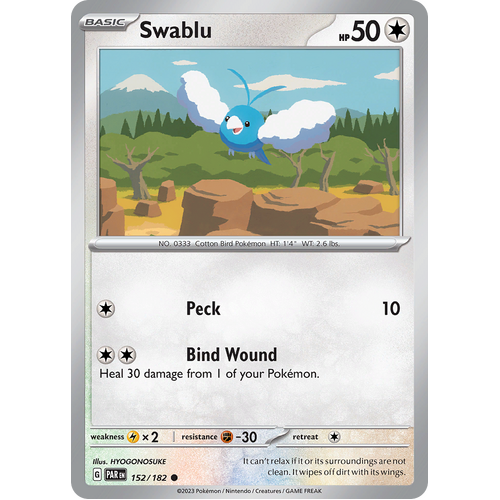 Swablu 152/182 Common Scarlet & Violet Paradox Rift Pokemon Card