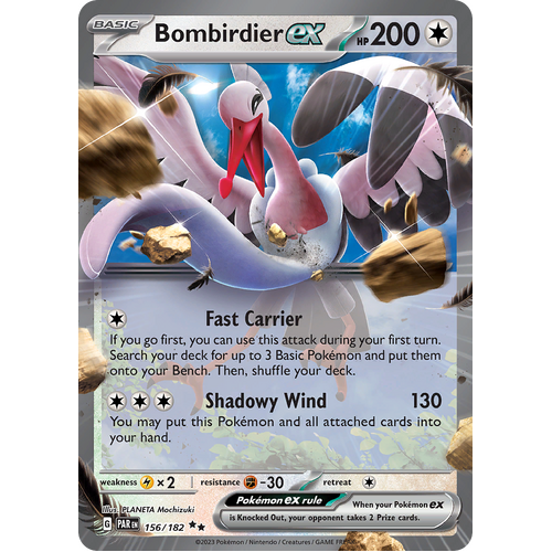 Bombirdier ex 156/182 Double Rare Scarlet & Violet Paradox Rift Pokemon Card