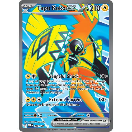 Tapu Koko ex 222/182 Ultra Rare Scarlet & Violet Paradox Rift Pokemon Card