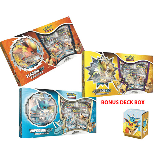 Jolteon GX, Flareon GX, and Vaporeon GX box SET - PREORDER