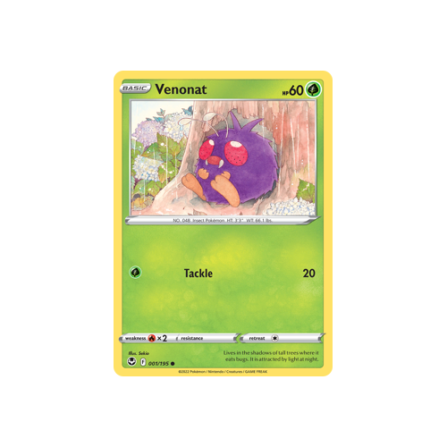 Venonat 001/195 Common Silver Tempest Pokemon Card Single