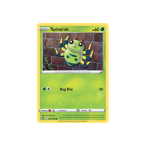 Spinarak 003/195 Common Silver Tempest Pokemon Card Single