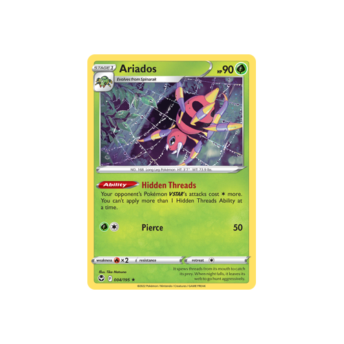 Ariados 004/195 Holo Rare Silver Tempest Pokemon Card Single