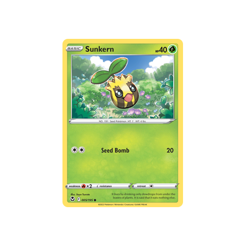 Sunkern 005/195 Common Silver Tempest Pokemon Card Single