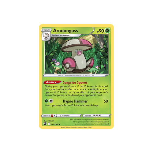 Amoonguss 012/195 Rare Silver Tempest Pokemon Card Single