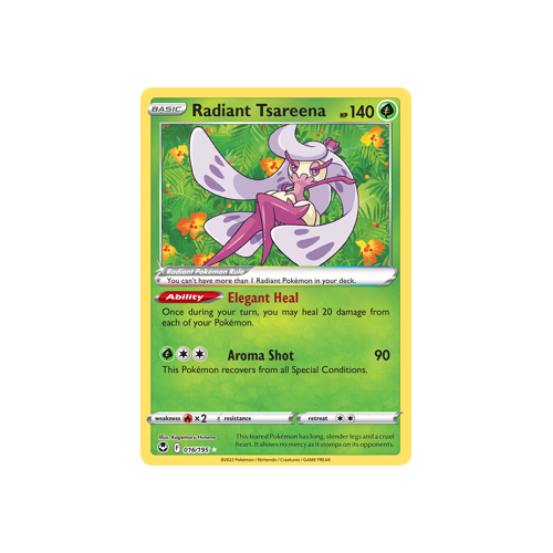Radiant Tsareena 016/195 Radiant Rare Silver Tempest Pokemon Card Single