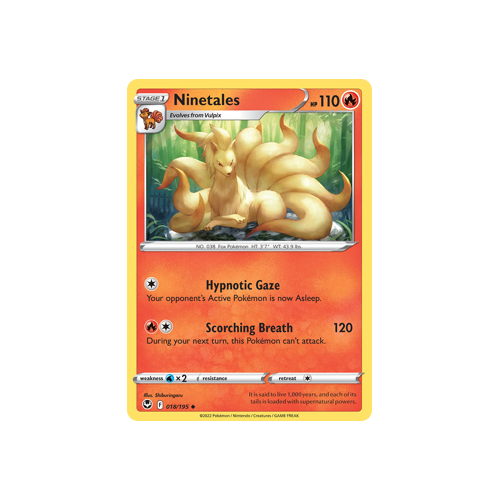 Ninetales 018/195 Uncommon Silver Tempest Pokemon Card Single