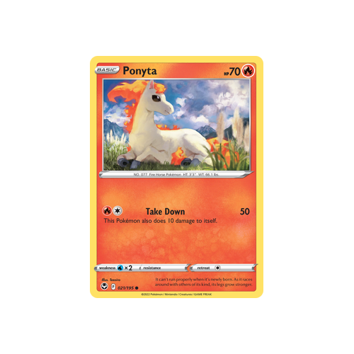Ponyta 021/195 Common Silver Tempest Pokemon Card Single