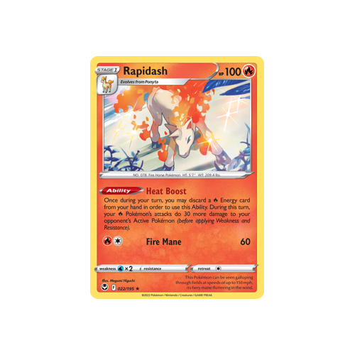 Rapidash 022/195 Holo Rare Silver Tempest Pokemon Card Single