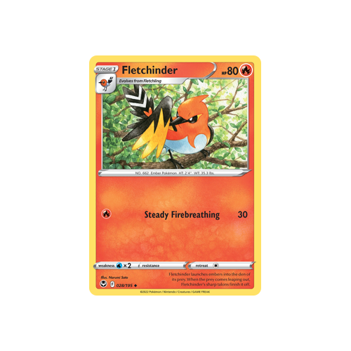 Fletchinder 028/195 Uncommon Silver Tempest Pokemon Card Single