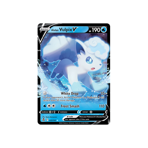 Alolan Vulpix V 033/195 Ultra Rare Silver Tempest Pokemon Card Single