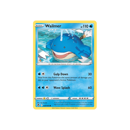 Wailmer 037/195 Common Silver Tempest Pokemon Card Single