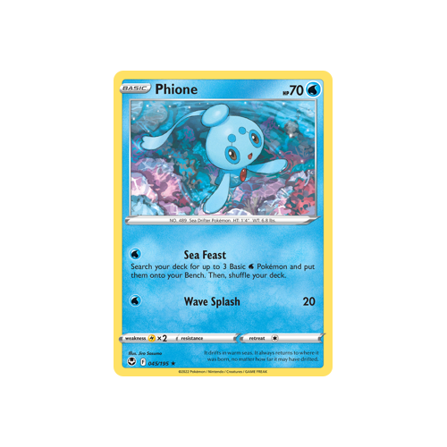 Phione 045/195 Rare Silver Tempest Pokemon Card Single