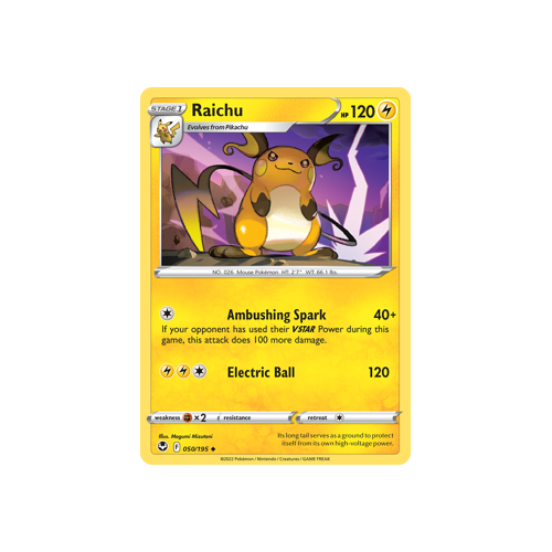 Raichu 050/195 Uncommon Silver Tempest Pokemon Card Single