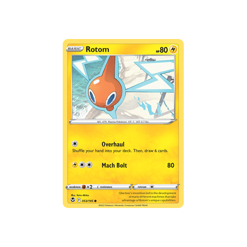 Rotom 053/195 Common Silver Tempest Pokemon Card Single