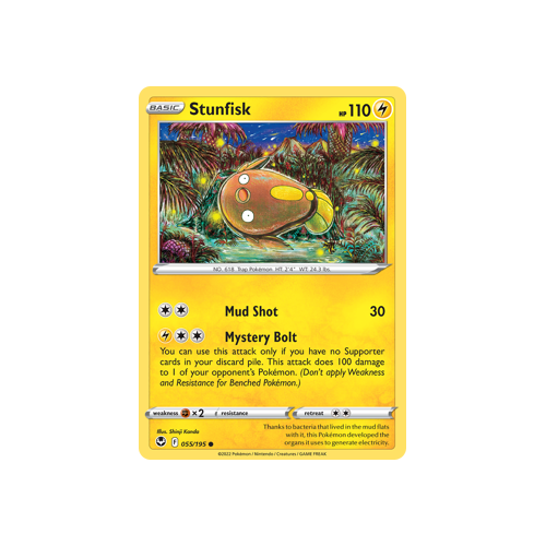 Stunfisk 055/195 Common Silver Tempest Pokemon Card Single