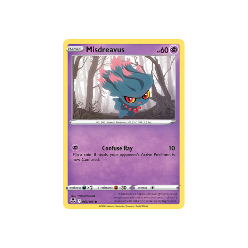 Misdreavus 063/195 Common Silver Tempest Pokemon Card Single