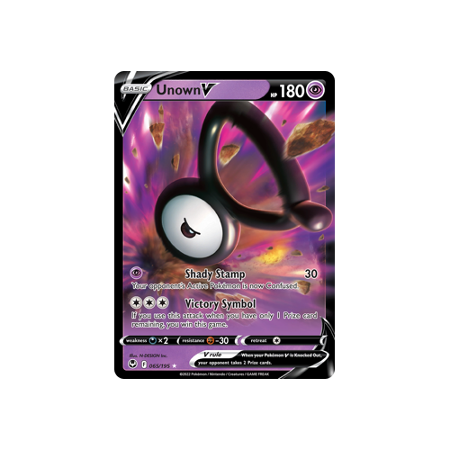 Unown V 065/195 Ultra Rare Silver Tempest Pokemon Card Single