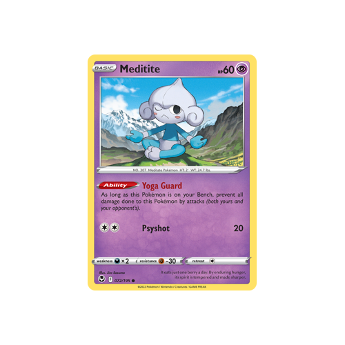 Meditite 072/195 Common Silver Tempest Pokemon Card Single