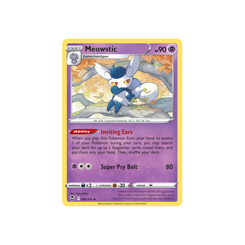 Meowstic 082/195 Uncommon Silver Tempest Pokemon Card Single