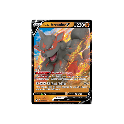 Hisuian Arcanine V 090/195 Ultra Rare Silver Tempest Pokemon Card Single