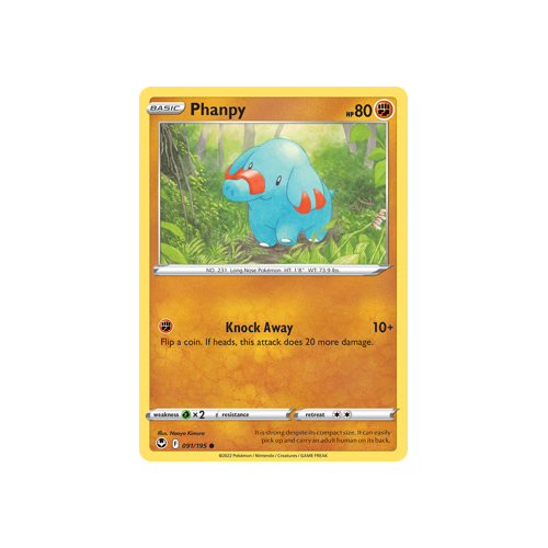 Phanpy 091/195 Common Silver Tempest Pokemon Card Single