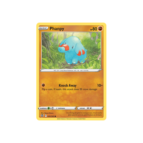 Phanpy 091/195 Common Silver Tempest Pokemon Card Single