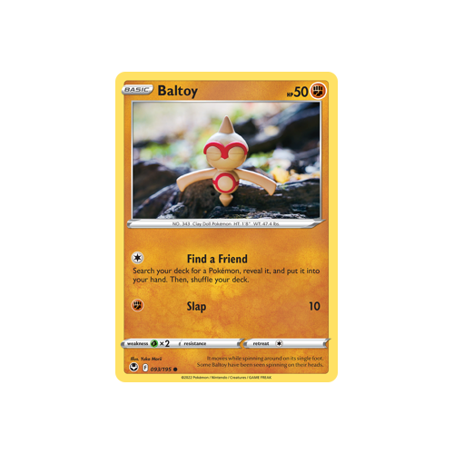 Baltoy 093/195 Common Silver Tempest Pokemon Card Single