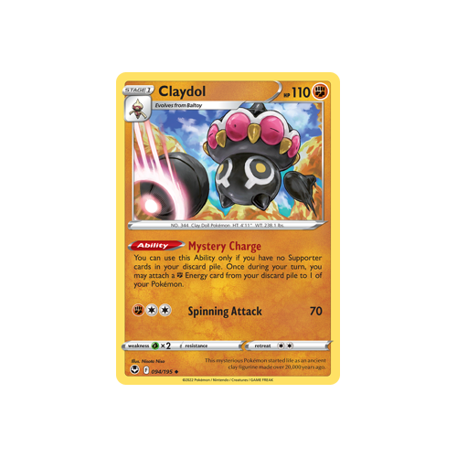 Claydol 094/195 Uncommon Silver Tempest Pokemon Card Single