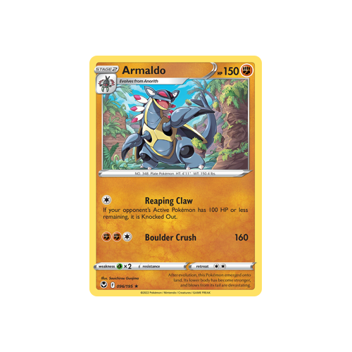Armaldo 096/195 Rare Silver Tempest Pokemon Card Single