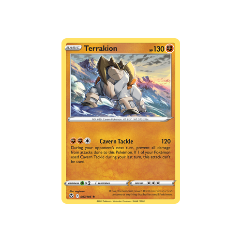 Terrakion 097/195 Holo Rare Silver Tempest Pokemon Card Single