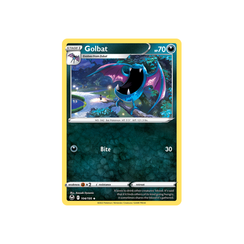Golbat 104/195 Uncommon Silver Tempest Pokemon Card Single