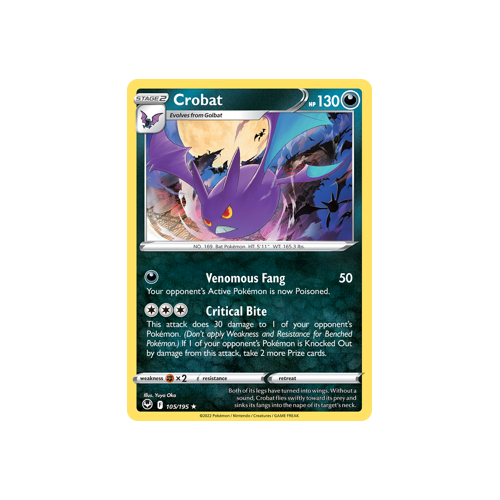 Crobat 105/195 Holo Rare Silver Tempest Pokemon Card Single