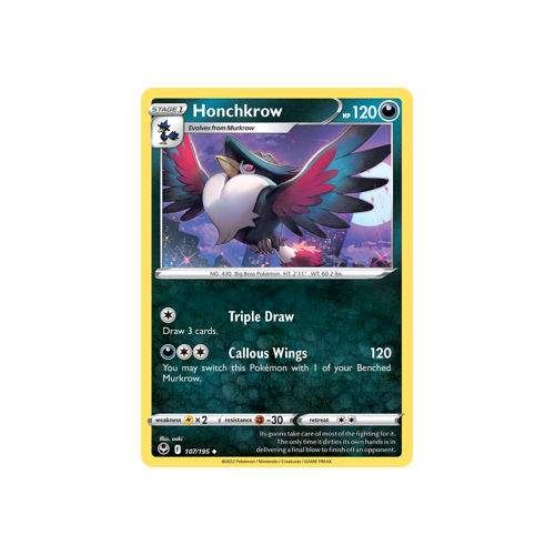 Honchkrow 107/195 Uncommon Silver Tempest Pokemon Card Single