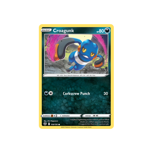 Croagunk 109/195 Common Silver Tempest Pokemon Card Single